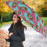 Beagle Muzzles Turquoise Paint Splashes Pink Pattern Umbrella