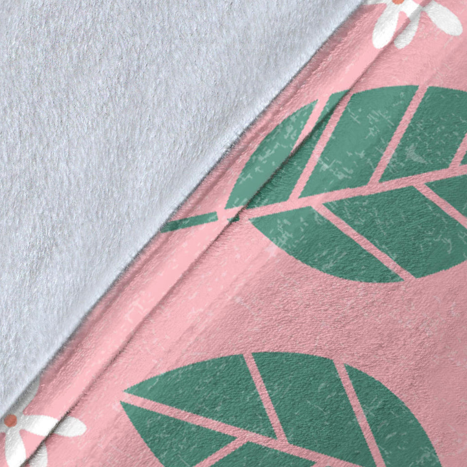 Grapefruit Leaves Flower Pink Background Premium Blanket