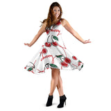 Hand Drawn Cherry Pattern Sleeveless Midi Dress