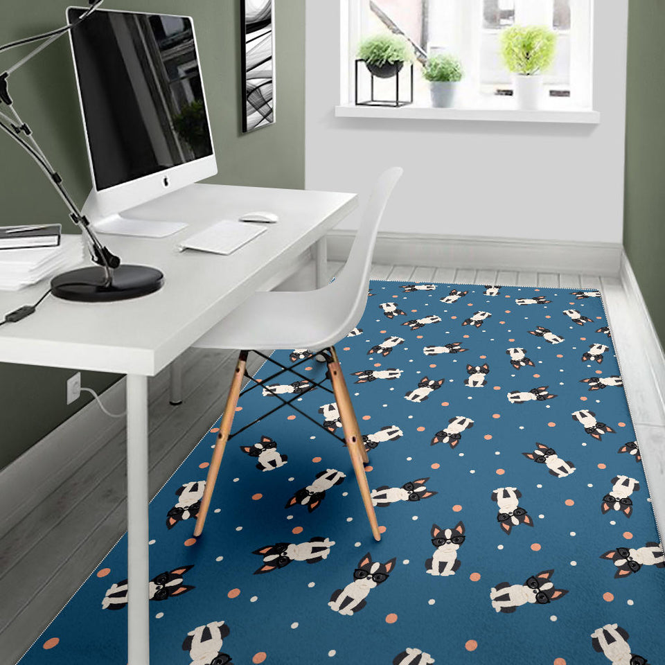 Cute Boston Terrier Dog Spattern Area Rug