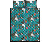 Boston terrier beautiful flower pattern Quilt Bed Set