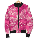 Beautiful Dragonfly Pink Background Women'S Bomber Jacket