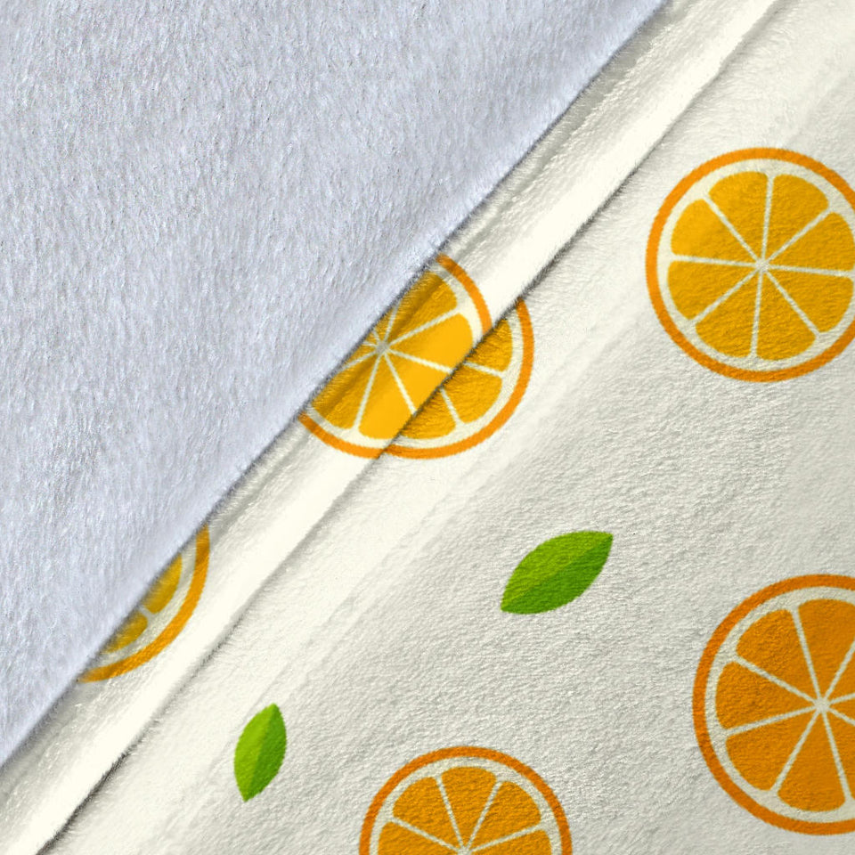Oranges Leaves Pattern Premium Blanket
