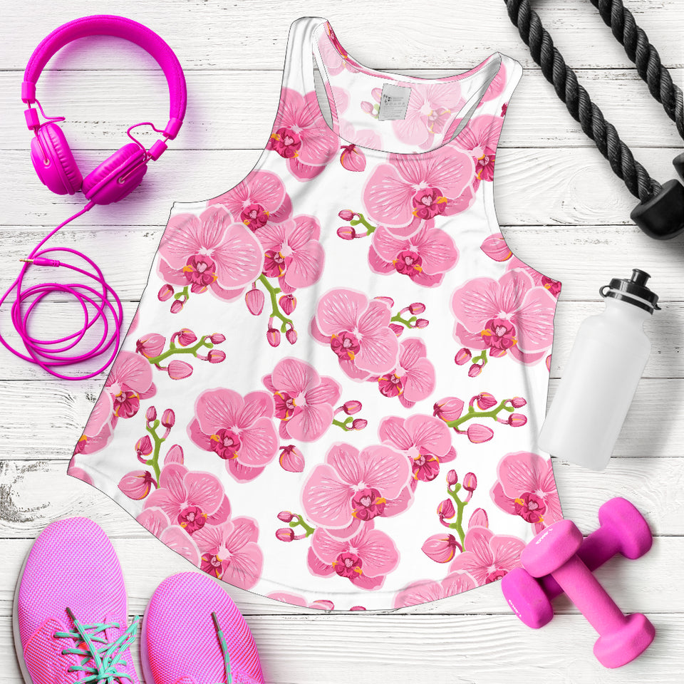 pink purple orchid pattern background Women Racerback Tank Top