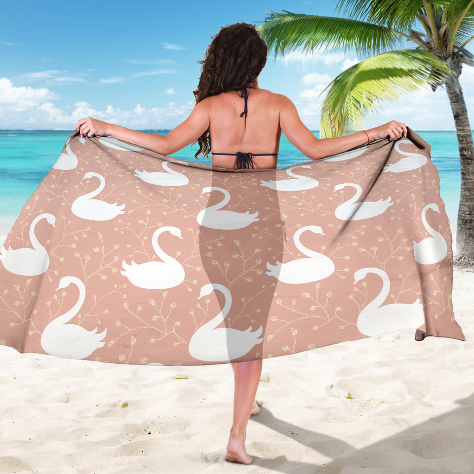 Swan Flower Light Pink Background Sarong