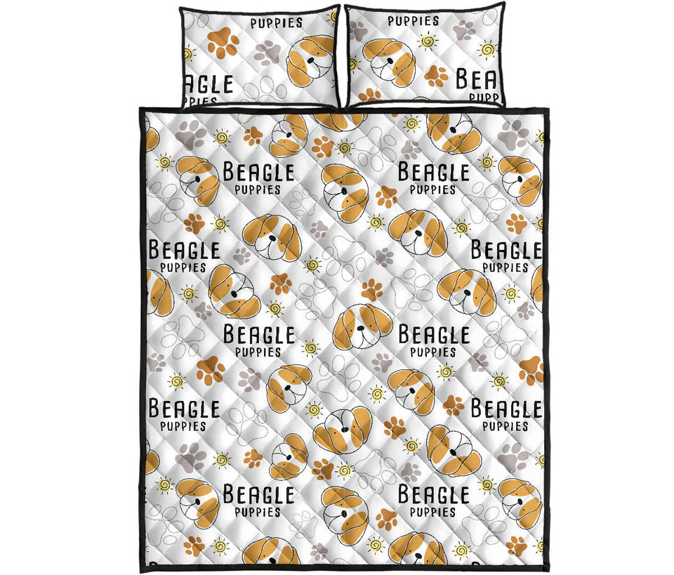 Cute beagle dog pattern background Quilt Bed Set