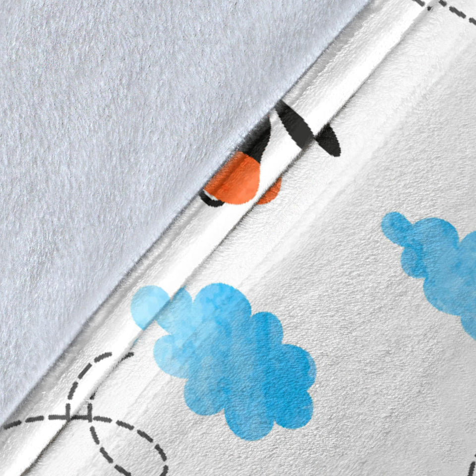 Watercolor Helicopter Cloud Pattern Premium Blanket