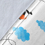 Watercolor Helicopter Cloud Pattern Premium Blanket