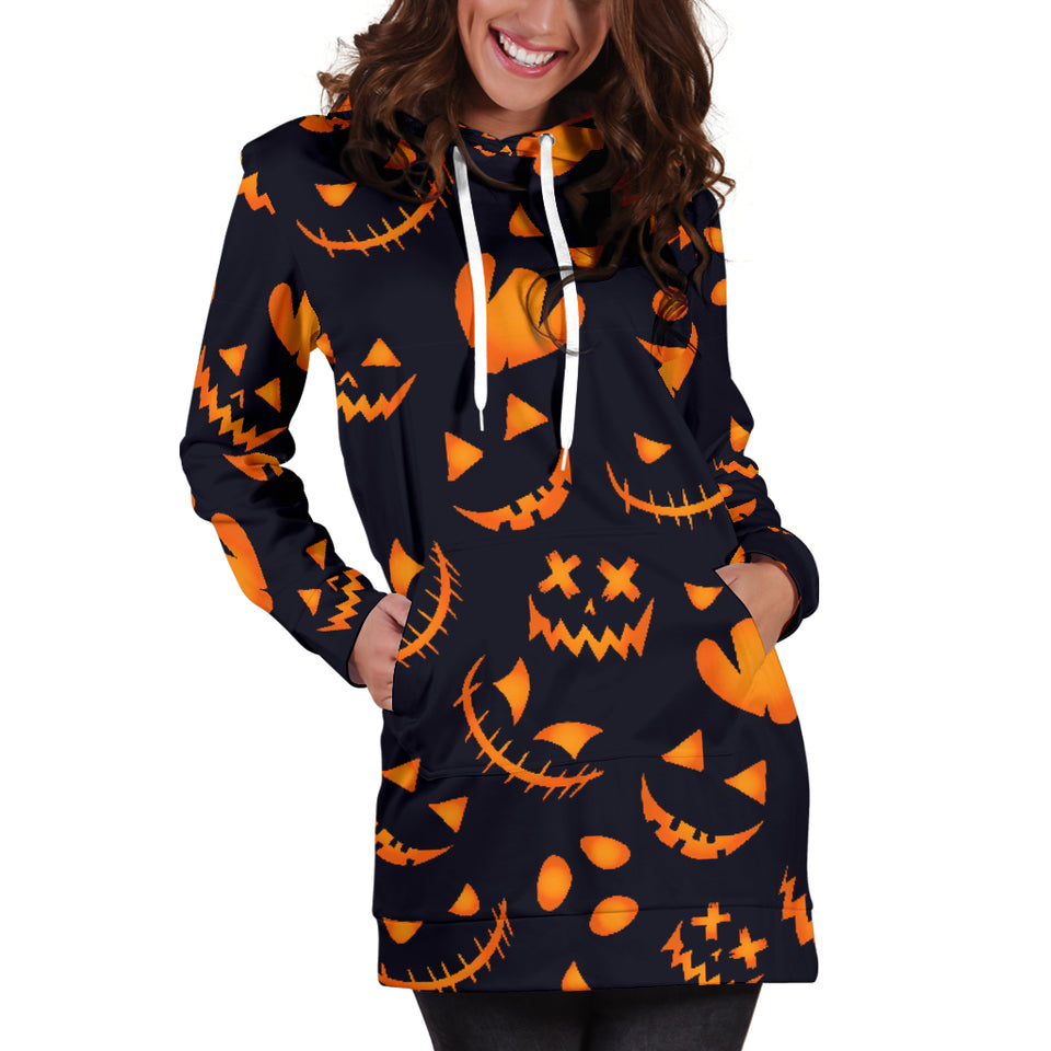 Halloween Pattern Pumpkin Background Women'S Hoodie Dress