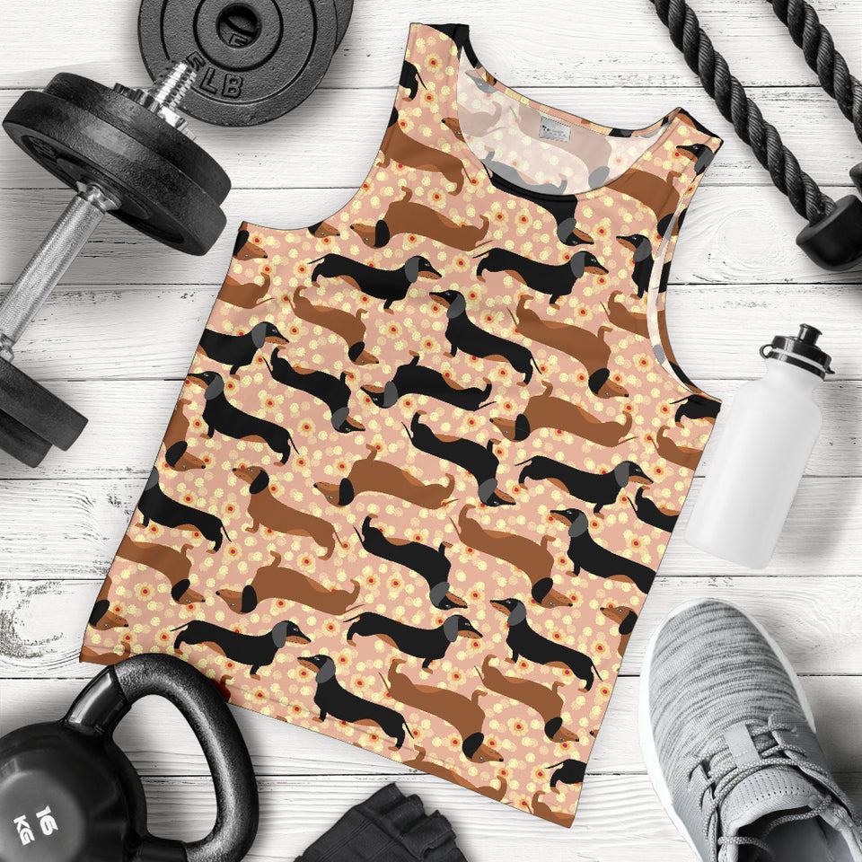 Dachshund floral background Men Tank Top