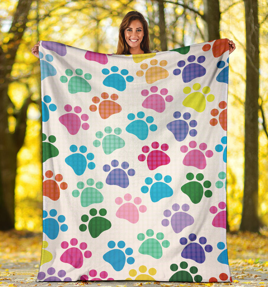 Dog Paws Pattern Print Design 01 Premium Blanket
