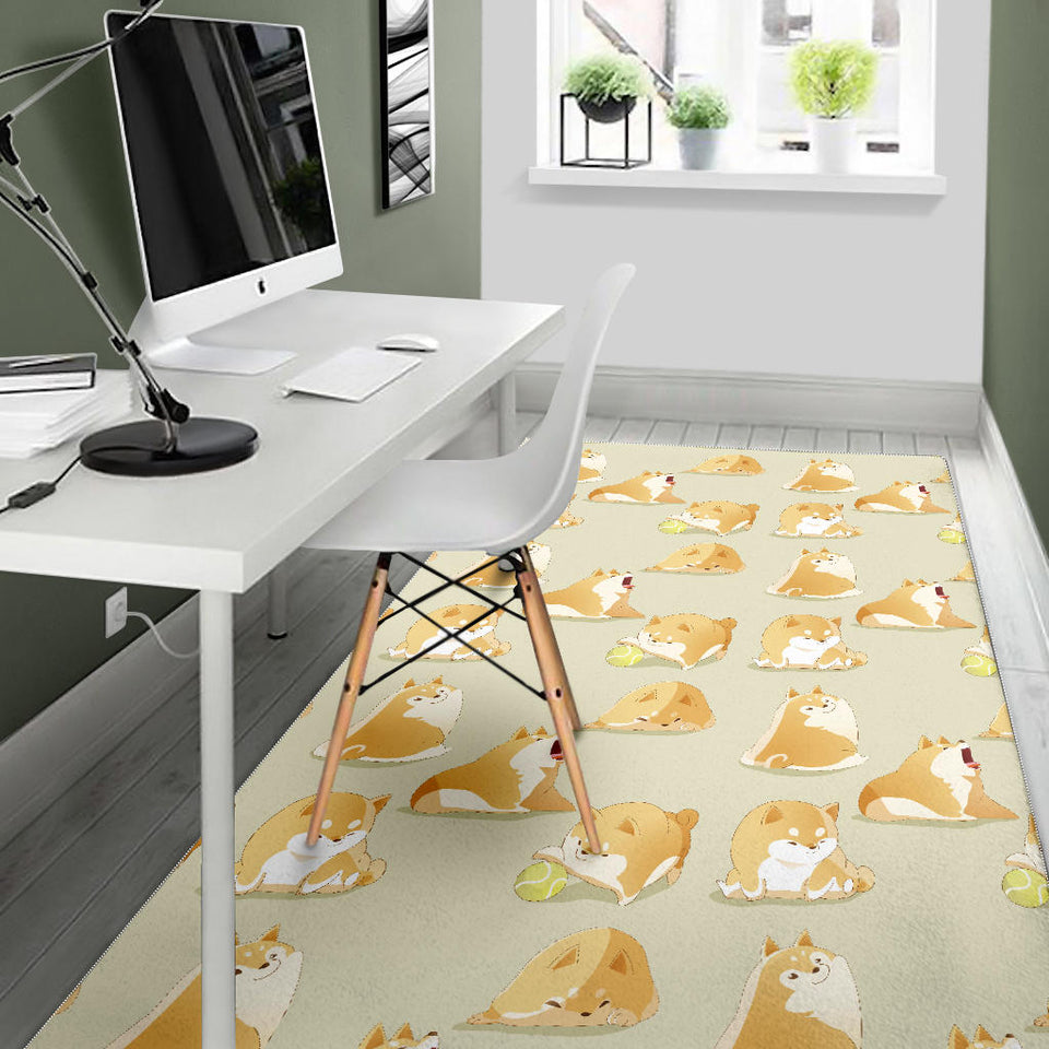 Cute Fat Shiba Inu Dog Pattern Area Rug