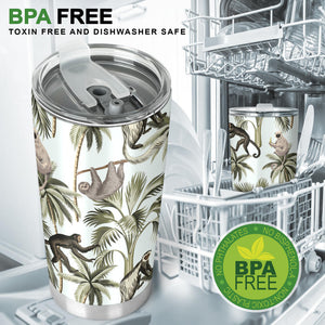 Monkey Sloth Lemur Palm Trees Pattern Tumbler