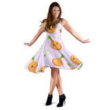Cute Onions Smiling Faces Purple Background Sleeveless Midi Dress