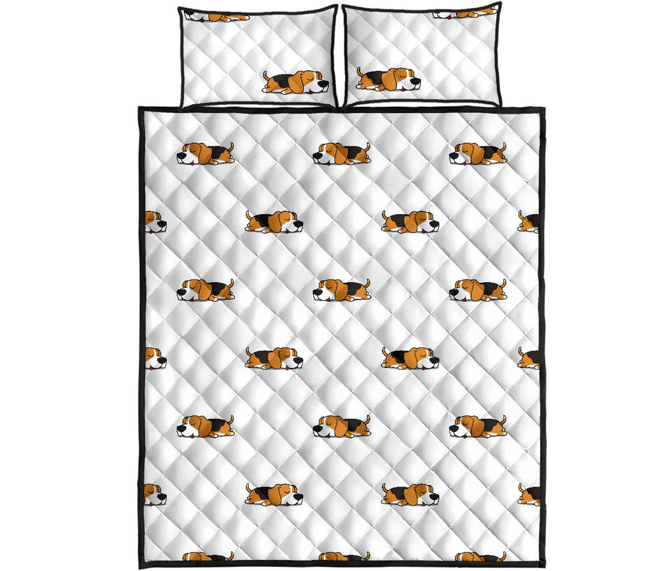 Cute beagle dog sleeping pattern Quilt Bed Set