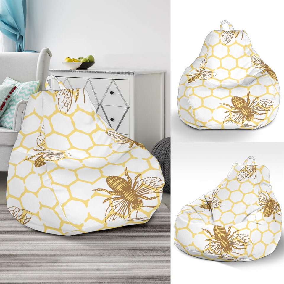 Bee Honeycomb Seamless Design Pattern Bean Bag Cover