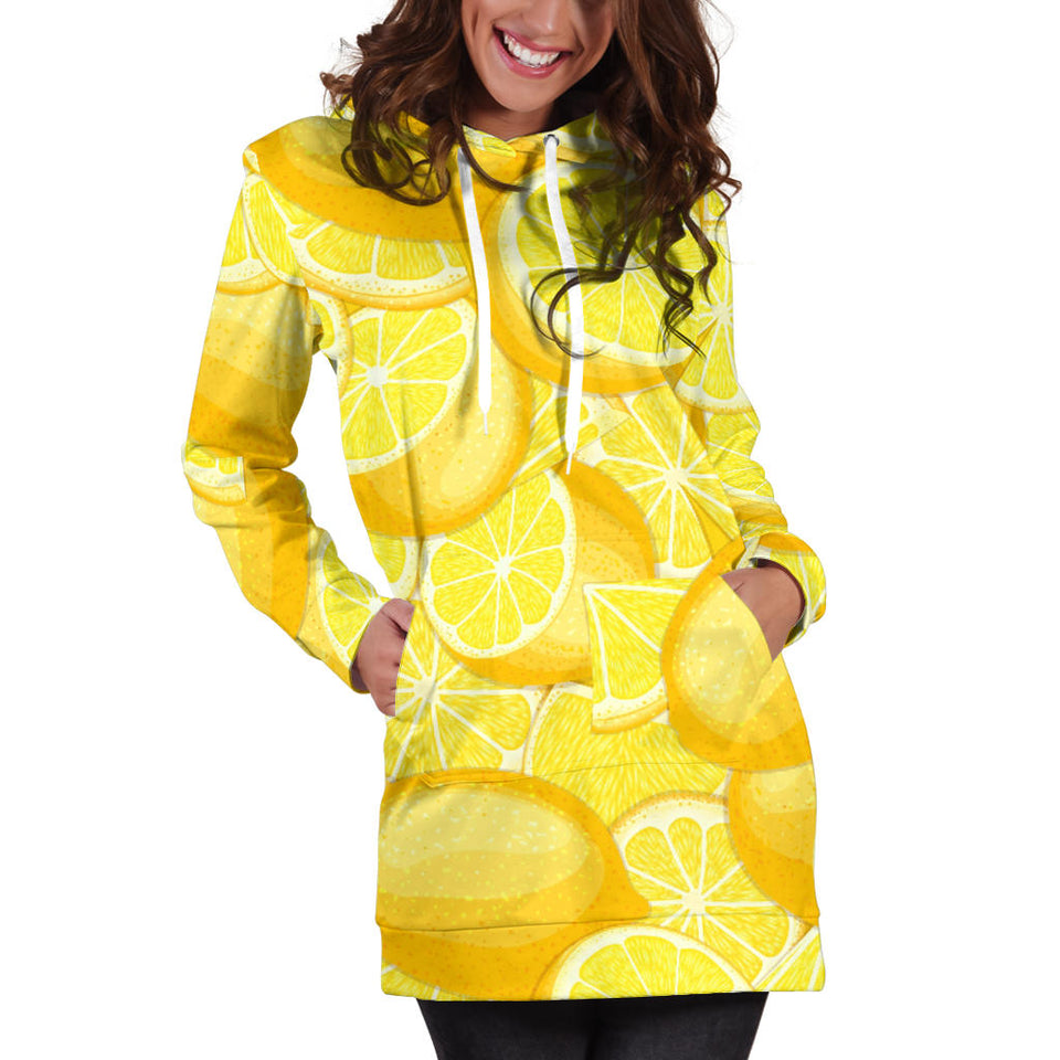 Lemon Pattern Women'S Hoodie Dress