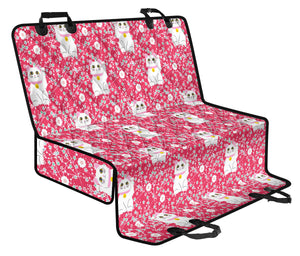 Maneki Neko Lucky Cat Sakura Pink Background Dog Car Seat Covers