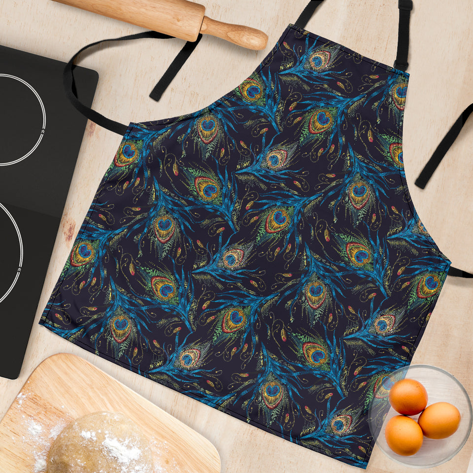Beautiful Peacock Feather Pattern Adjustable Apron