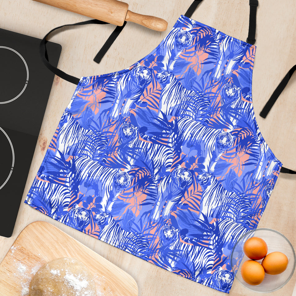 White Bengal Tigers Pattern Adjustable Apron