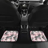 Zebra Pink Flower Background Front And Back Car Mats