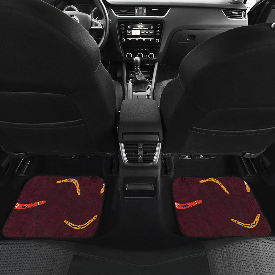 Boomerang Australian Aboriginal Ornament Circle Black Background Front And Back Car Mats