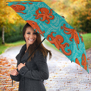 Octopus Turquoise Background Umbrella