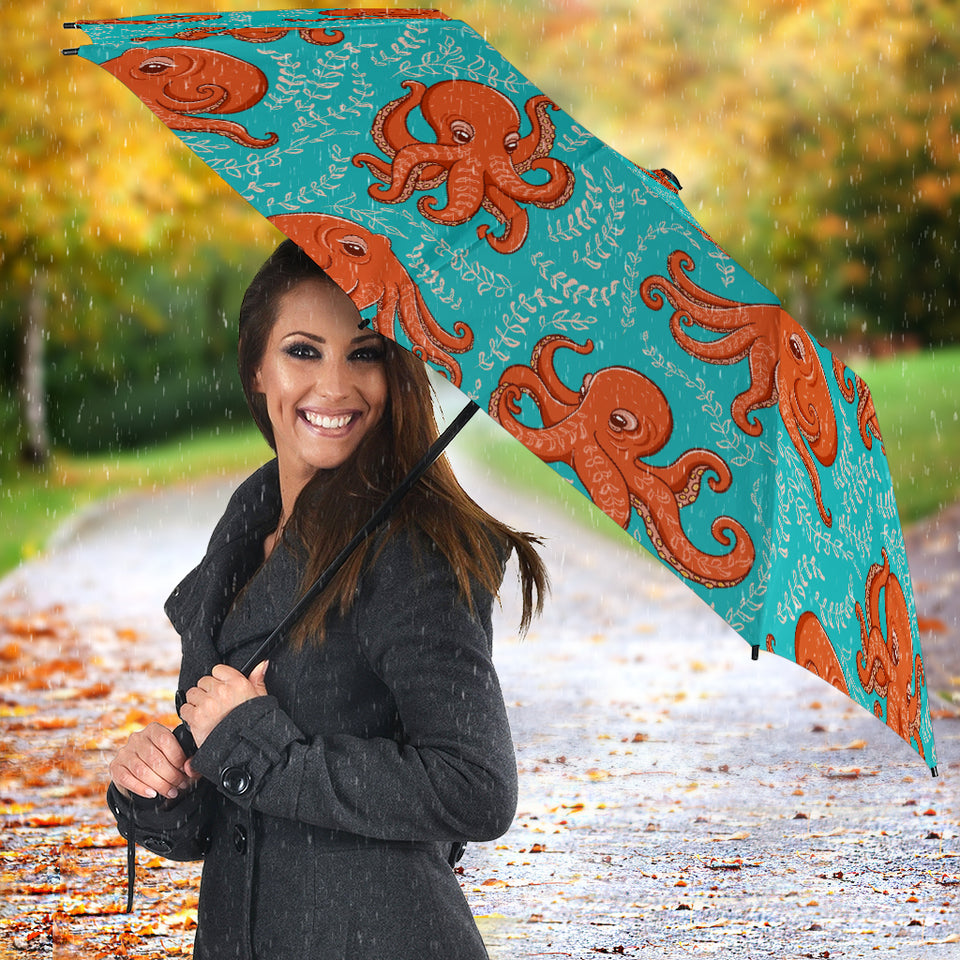 Octopus Turquoise Background Umbrella