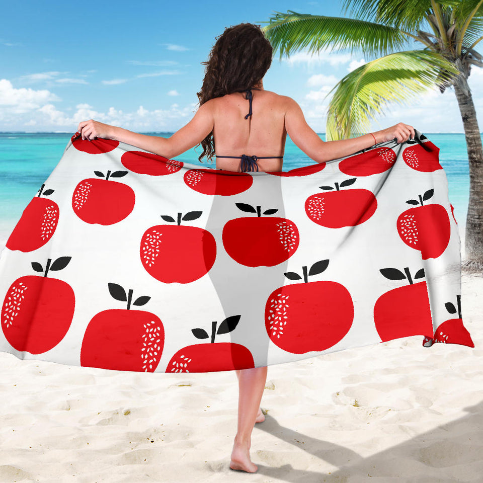 Red Apples White Background Sarong