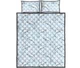 Dolphin Blue Striped Background Quilt Bed Set