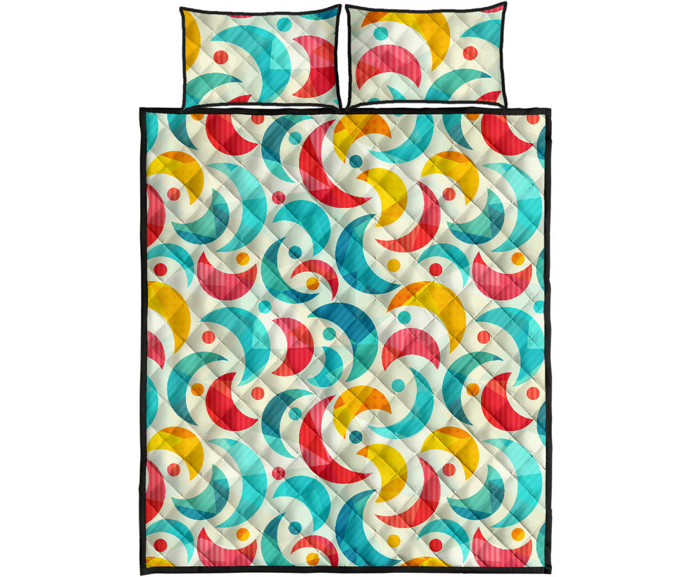 Colorful moon pattern Quilt Bed Set
