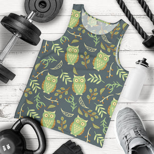 Cute owls leaves pattern Men Tank Top