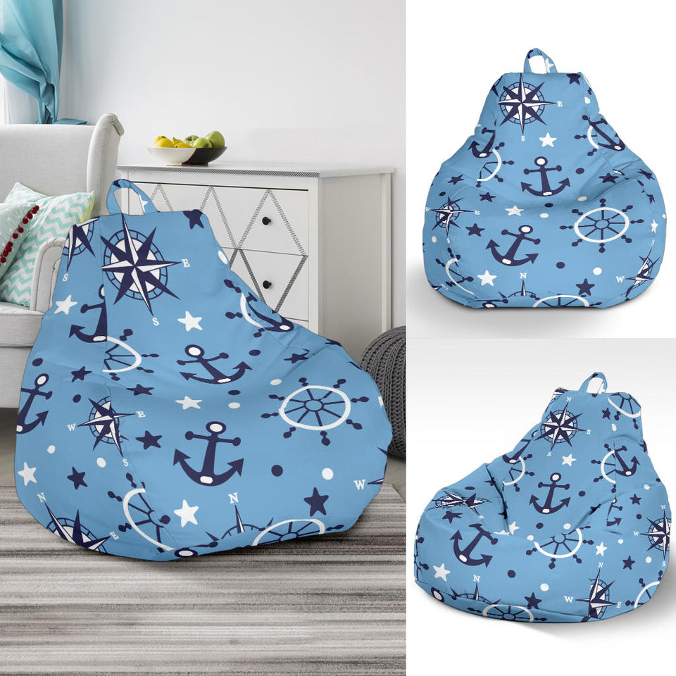 Anchors Rudder Compass Star Nautical Pattern Bean Bag Cover