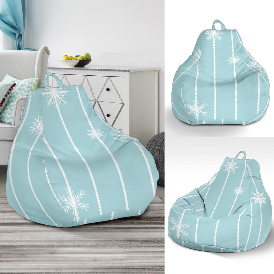 Snowflake Pattern Blue Stripe Background Bean Bag Cover