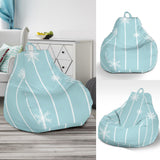 Snowflake Pattern Blue Stripe Background Bean Bag Cover