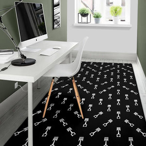 Engine Piston Black Theme Pattern Print Design 03 Area Rug