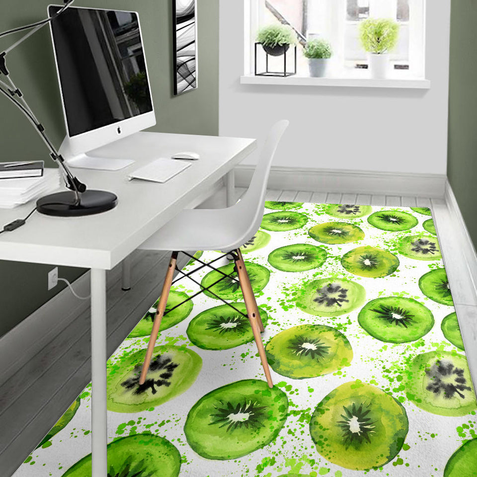 Watercolor Kiwi Pattern Area Rug
