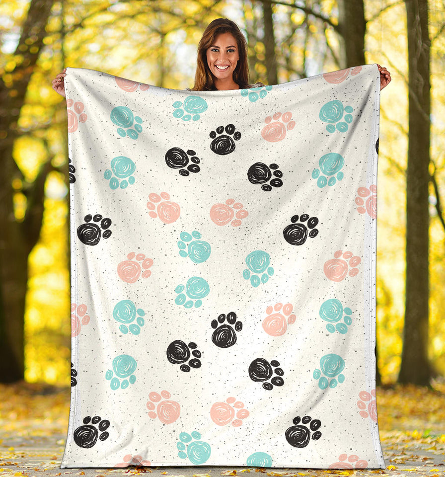Dog Paws Pattern Print Design 04 Premium Blanket
