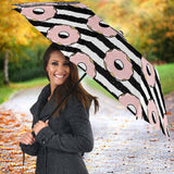 Donuts Pink Icing Striped Pattern Umbrella