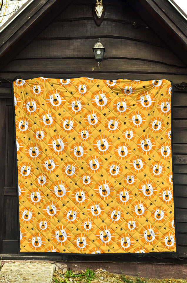 Lion Pattern Print Design 03 Premium Quilt