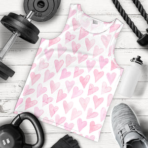 Watercolor pink heart pattern Men Tank Top