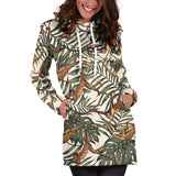 Monkey Tropical Leaves Background Women'S Hoodie Dress