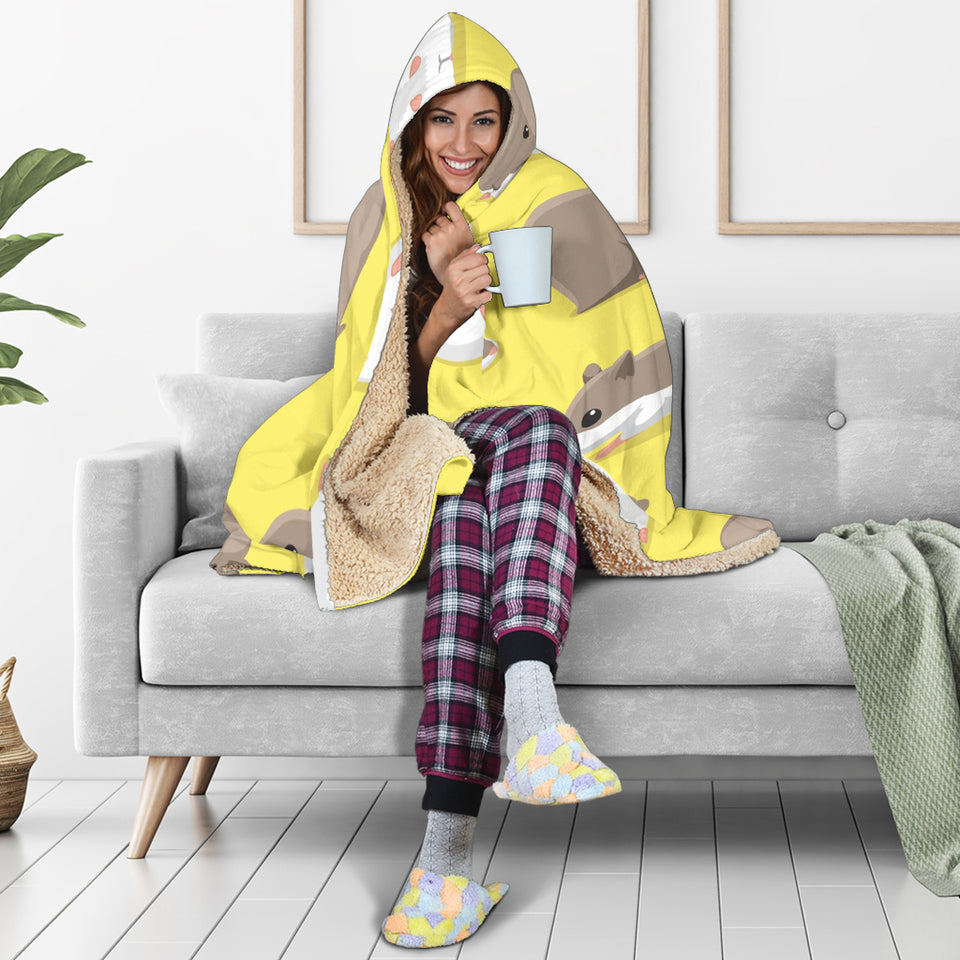 Cute Hamster Pattern Hooded Blanket