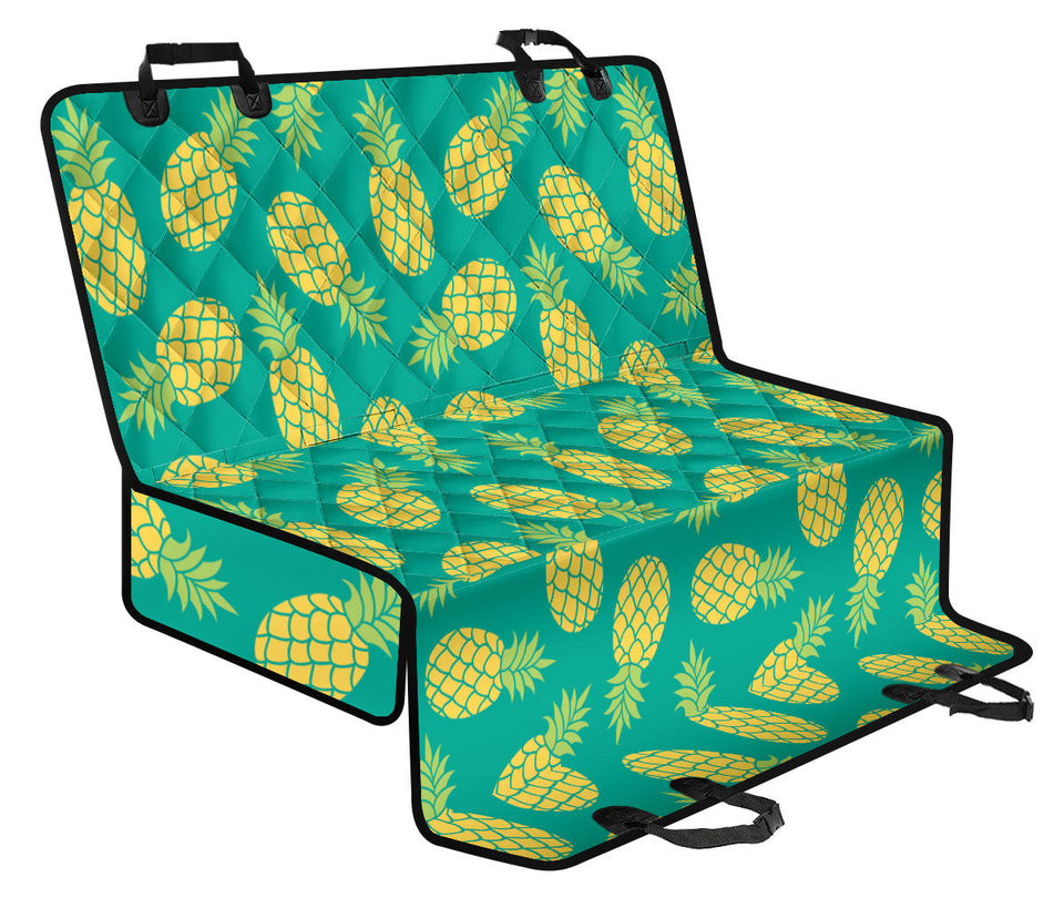 Pineapples Pattern Green Background Dog Car Seat Covers