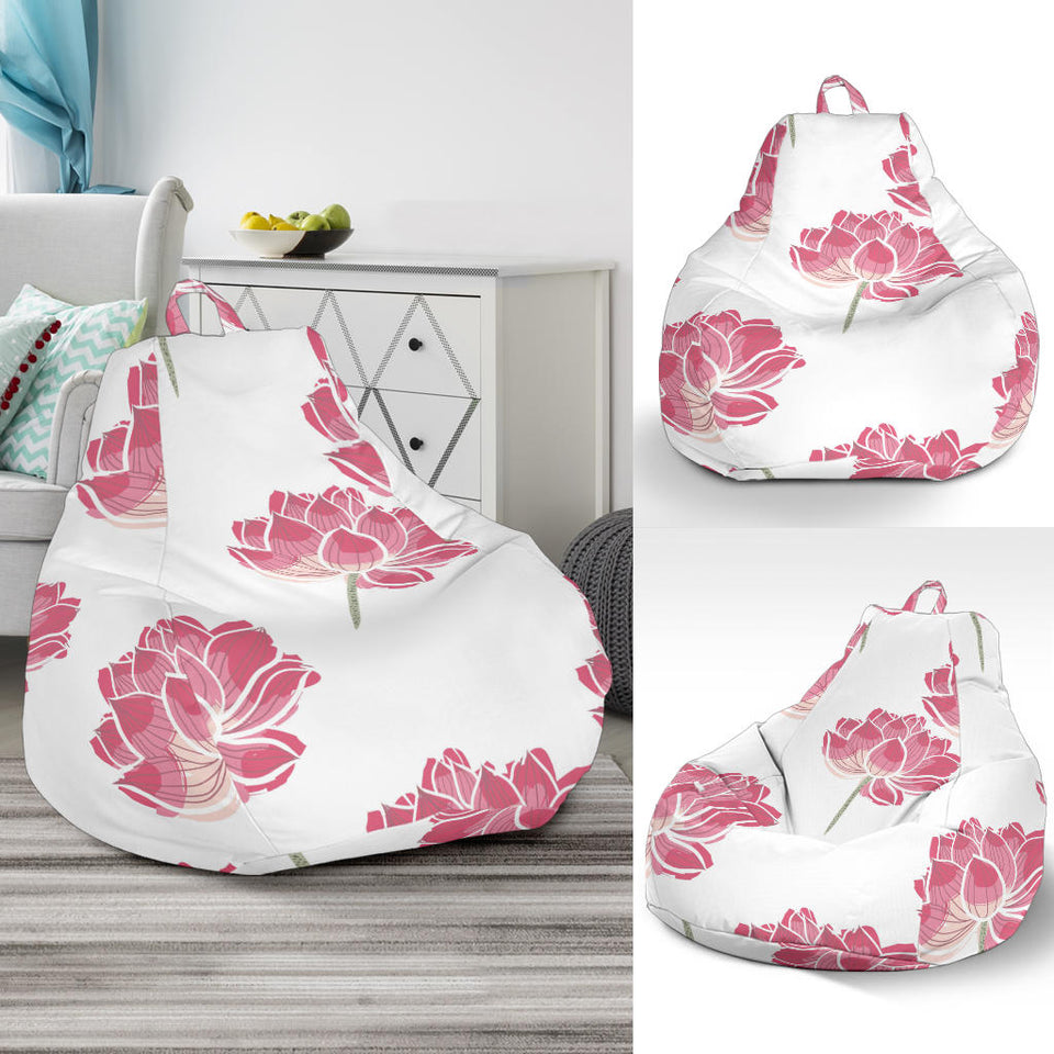 Pink Lotus Waterlily Pattern Bean Bag Cover
