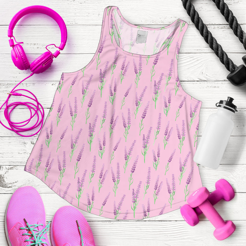 Lavender pattern pink background Women Racerback Tank Top