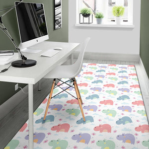 Hippopotamus Pattern Print Design 03 Area Rug