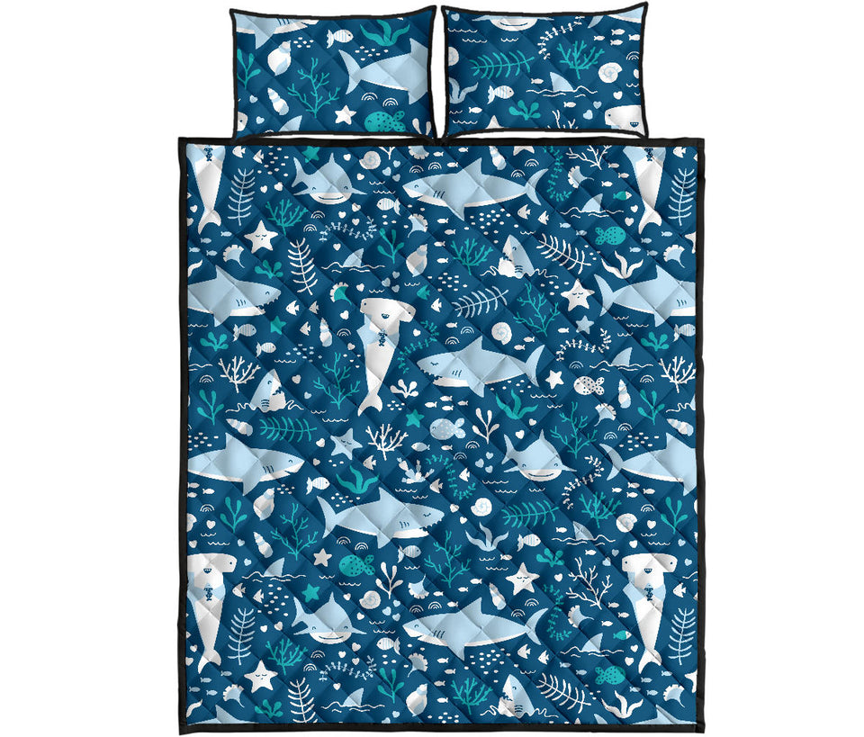 Cute shark pattern Quilt Bed Set