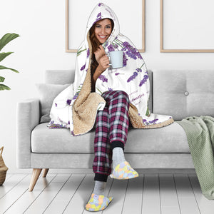 Lavender Flower Design Pattern Hooded Blanket