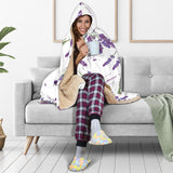 Lavender Flower Design Pattern Hooded Blanket